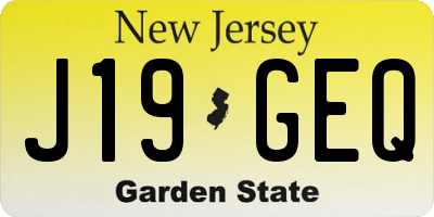 NJ license plate J19GEQ