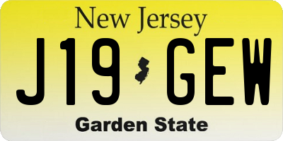 NJ license plate J19GEW