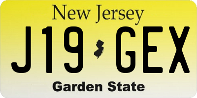 NJ license plate J19GEX