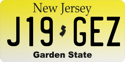 NJ license plate J19GEZ