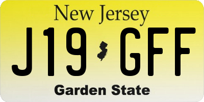 NJ license plate J19GFF