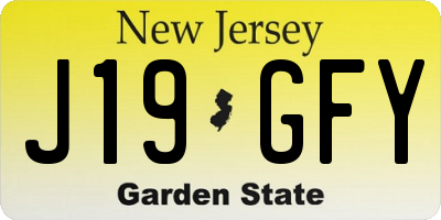 NJ license plate J19GFY