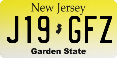 NJ license plate J19GFZ