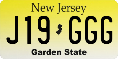 NJ license plate J19GGG
