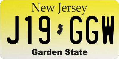 NJ license plate J19GGW