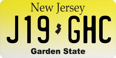 NJ license plate J19GHC