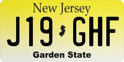 NJ license plate J19GHF