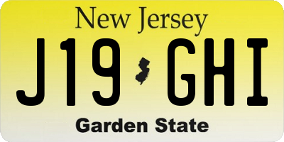 NJ license plate J19GHI