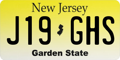 NJ license plate J19GHS