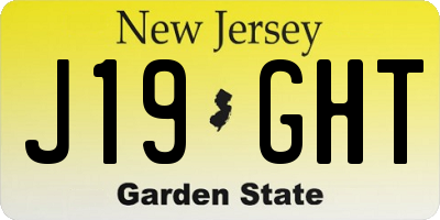 NJ license plate J19GHT