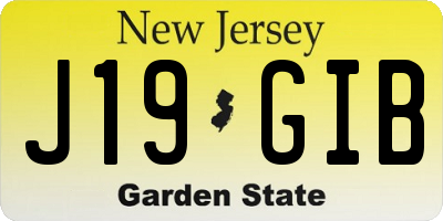 NJ license plate J19GIB