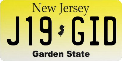 NJ license plate J19GID