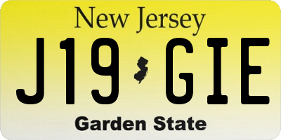 NJ license plate J19GIE
