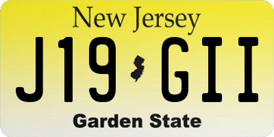 NJ license plate J19GII