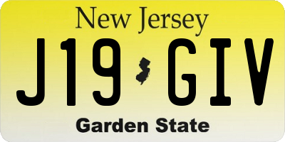 NJ license plate J19GIV