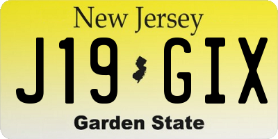 NJ license plate J19GIX