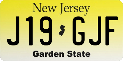 NJ license plate J19GJF