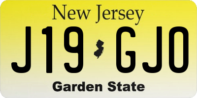 NJ license plate J19GJO
