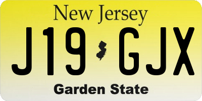 NJ license plate J19GJX