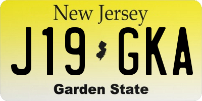 NJ license plate J19GKA