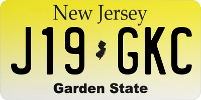 NJ license plate J19GKC