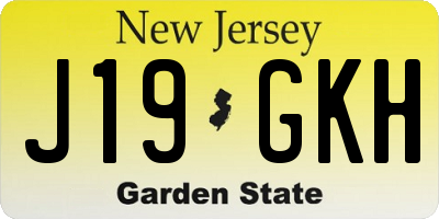 NJ license plate J19GKH