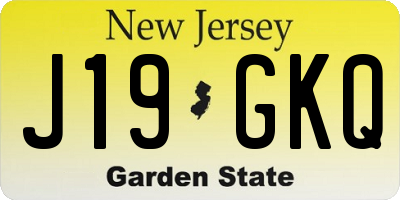 NJ license plate J19GKQ