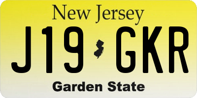 NJ license plate J19GKR