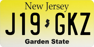 NJ license plate J19GKZ