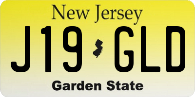 NJ license plate J19GLD