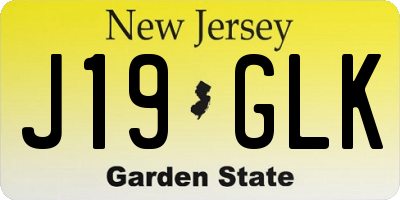 NJ license plate J19GLK