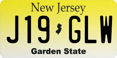 NJ license plate J19GLW