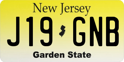 NJ license plate J19GNB