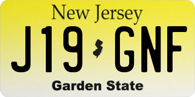 NJ license plate J19GNF