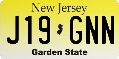 NJ license plate J19GNN