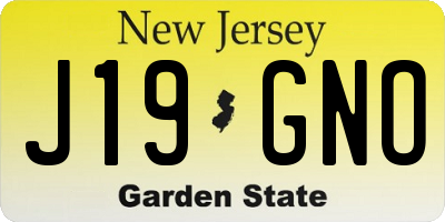 NJ license plate J19GNO