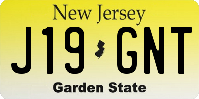 NJ license plate J19GNT