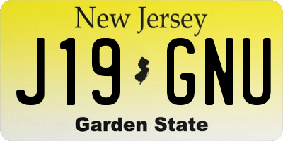 NJ license plate J19GNU