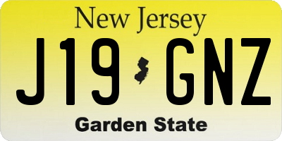 NJ license plate J19GNZ