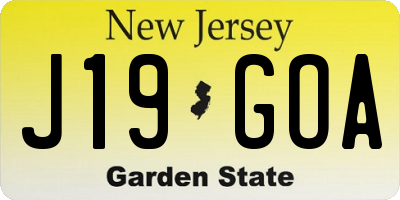 NJ license plate J19GOA