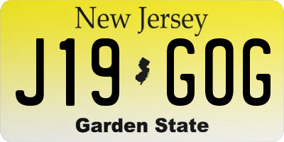 NJ license plate J19GOG