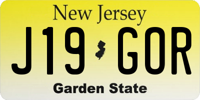 NJ license plate J19GOR