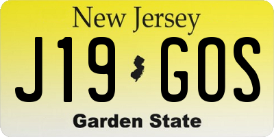 NJ license plate J19GOS