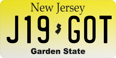 NJ license plate J19GOT