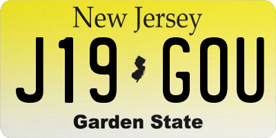 NJ license plate J19GOU