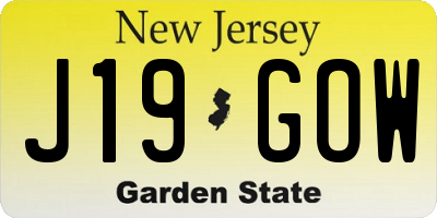 NJ license plate J19GOW