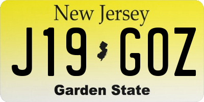 NJ license plate J19GOZ