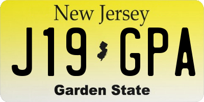 NJ license plate J19GPA