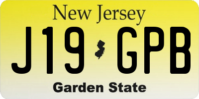 NJ license plate J19GPB