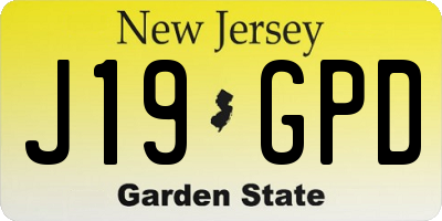 NJ license plate J19GPD
